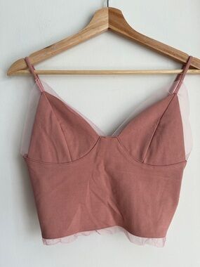 Rose Mesh Trim Camisole Top